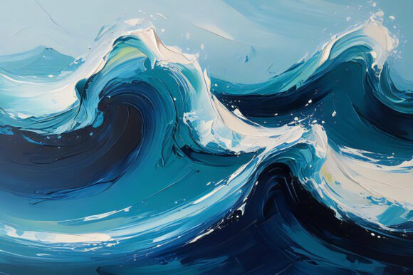 A Blue and White Wave Painting: A Versatile Design Resource for Modern Creatives