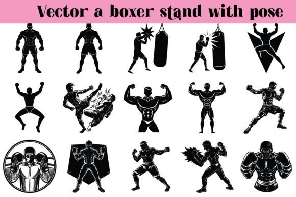 A Boxer Stand with Pose Vector -Set 5
