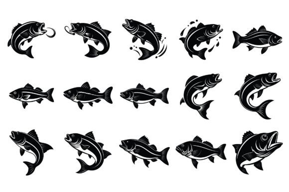 Bass Fish Silhouette Vector for Creative and Practical Use