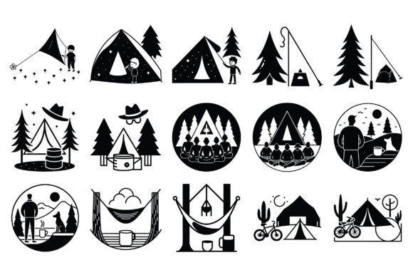 Camping Silhouette Vector - Vol 2