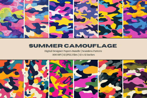 Colorful Summer Camouflage Digital Paper
