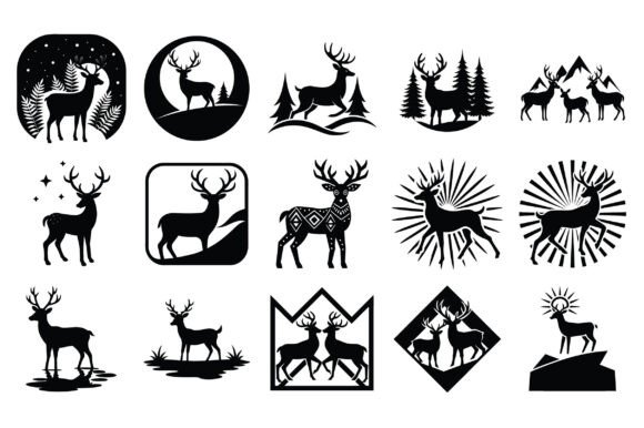 Deer Vector Silhouette Vector -Vol 2: A Versatile Resource for Designers and Creators