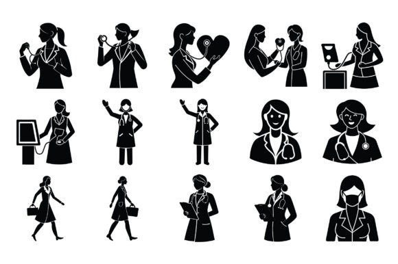 Female Doctor Silhouette Vector - Vol 3: A Versatile Resource for Designers and Creators