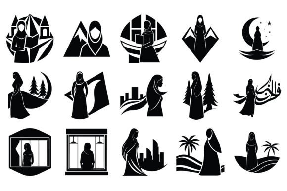 Hijab Style Standing Silhouette -Vol 2