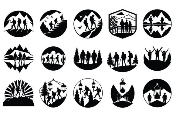 Male and Female Hiker Set Vector -Vol 2: A Versatile Resource for Creative Projects