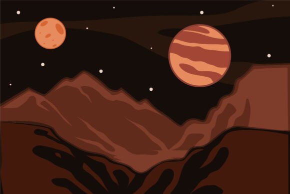 Mars Planet View Landscape Vector Design: A Creative Resource for Diverse Projects