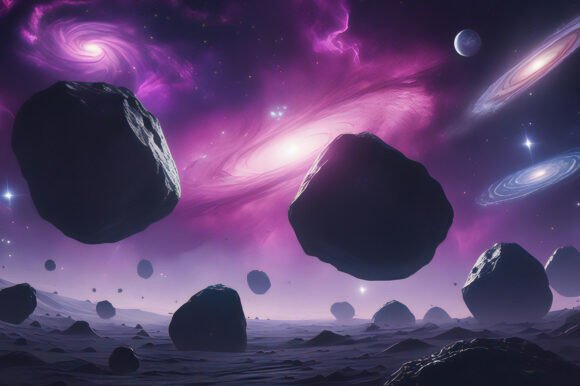 Purple Sky with Planets and Stars