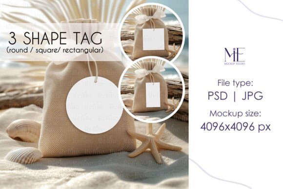 Summer Tag Mockup Set, Round Square Beac: A Creative Tool for Modern Designers