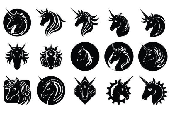 Unicorn Face Silhouette Vector -Vol 2: A Versatile Design Asset for Modern Creatives