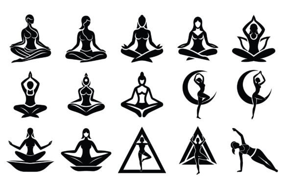 Yoga Female Silhouette Vector - Vol 2